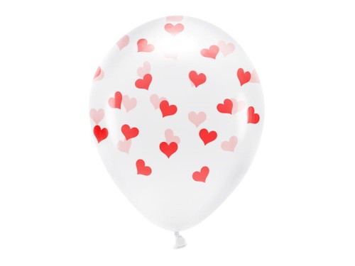 Przejdź do produktu Balony Eco 33 cm, Serca, Crystal Clear: 1op./6szt.