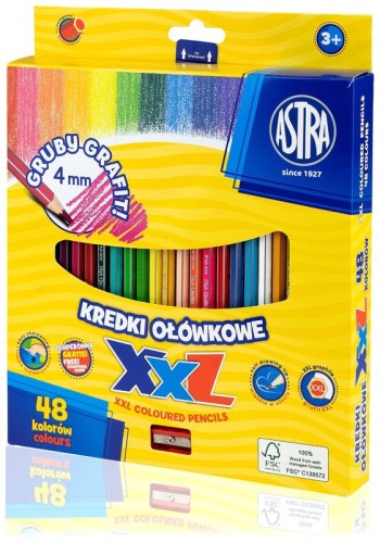 Przejdź do produktu Kredki ołówkowe hexagonalne 48 kolorów Astra