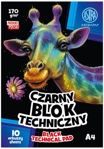 Przejdź do produktu Blok techniczny ASTRAPAP BLACK A4 170g 10 ark 1060