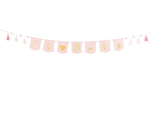 Przejdź do produktu Baner Oh baby z frędzlami, 2.5 m, jasny różowy