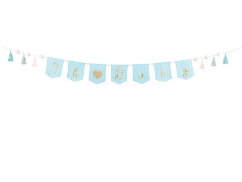 Przejdź do produktu Baner Oh baby z frędzlami, 2.5 m, błękit