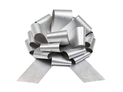Przejdź do produktu Kokarda dekoracyjna DIY, srebrny, 30 cm 1karton/10szt.