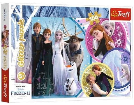 Przejdź do produktu Puzzle 100-el. brokatowe Frozen 2, W blasku miłości, Trefl