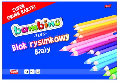 Przejdź do produktu Blok rysunkowy A3 20k BAMBINO PLUS 100g p10 (super