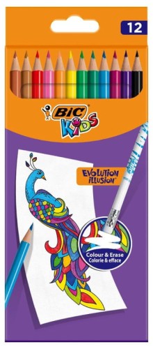 Przejdź do produktu Kredki 12-kol. Evolution ILLusion zmazywalne z gumką, BiC