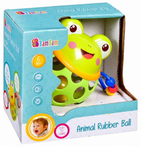 Przejdź do produktu BAM BAM Gumowa kula z grzechotką Żaba w pudełku