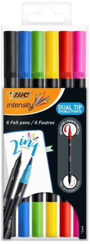 Przejdź do produktu Flamastry dwustronne 6-kol. Intensity Dual Tip z końcówką cienką i pędzelkową, Bic