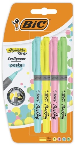 Przejdź do produktu BIC ZAKREŚLACZ HIGHLIGHTER GRIP PASTEL a,4