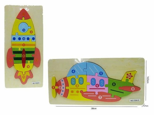 Przejdź do produktu Puzzle drewniane Samolot Rakieta 30cm 7254-5/6 HIP