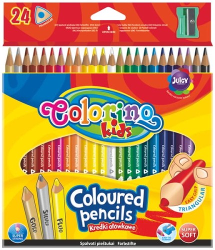 Przejdź do produktu Kredki ołówkowe trójkątne 24 kol.+ tem Colorino Ki