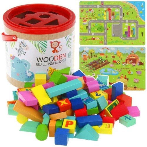 Przejdź do produktu Drewniane klocki edukacyjne Alfabet 100el 480569