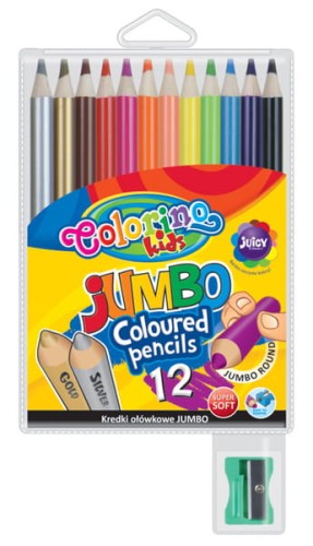 Przejdź do produktu Kredki ołówkowe okrągłe Jumbo 12 kol + tem. Colori