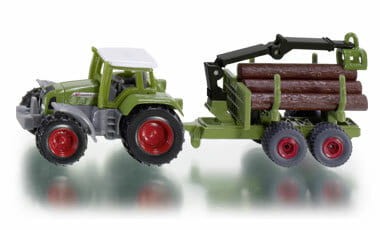 Przejdź do produktu SIKU 1645 Traktor z leśną przyczepą.