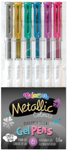 Przejdź do produktu Długopisy Żelowe 6 kolorów metalic Coloroino p20