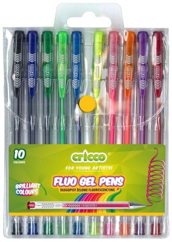 Przejdź do produktu Długopisy żelowe fluorescencyjne komplet 10-kol. 816W10, Cricco