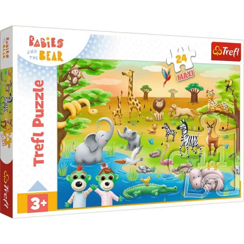 Przejdź do produktu Puzzle 24 Maxi - Safari - Bobaski 14373, Trefl
