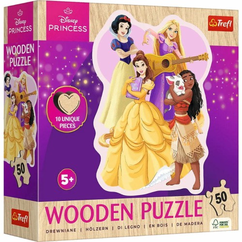 Przejdź do produktu Puzzle drewniane 50-el. konturowe - Disney Princess, Trefl