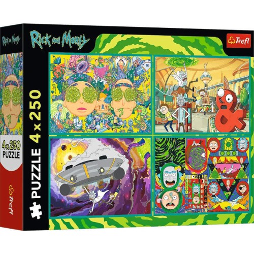 Przejdź do produktu Puzzle 4x250-el. Zakręcony świat Ricka i Morty""ego / Warner Rick and Morty 13338 Trefl