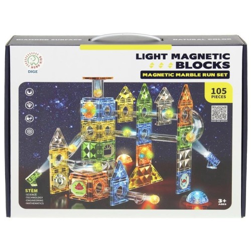 Przejdź do produktu Klocki magnetyczne świecące Kulodrom 105 elementów