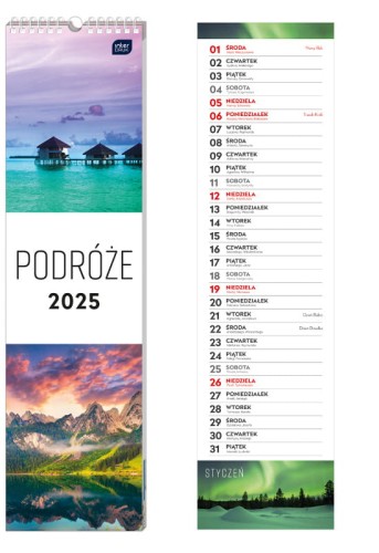 Przejdź do produktu Kalendarz 2025 paskowy Podróże