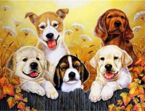 Przejdź do produktu Diamentowa mozaika Pieski wesoła gromada 30x40cm 1