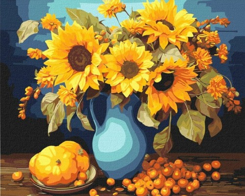 Przejdź do produktu Malowanie po numerach z ramą 40x50cm Słonecznikowa
