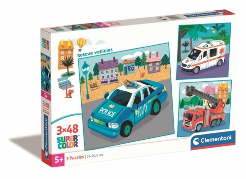Przejdź do produktu Clementoni Puzzle 3x48el SuperColor square Rescue