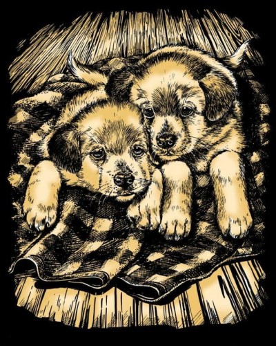 Przejdź do produktu Artfoil Gold Wydrapywanka złota Psy 20,4x25,5cm 10