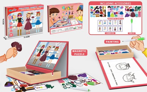 Przejdź do produktu Puzzle magnetyczne Modne Dziewczyny + tablica + ma