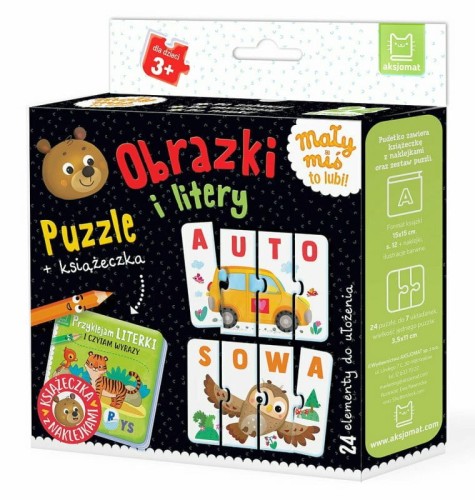 Przejdź do produktu Obrazki i litery. Puzzle + książeczka. Mały miś to lubi!3+
