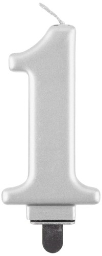 Przejdź do produktu Świeczka B&C cyferka 1, metalik srebrna, 8,0 cm