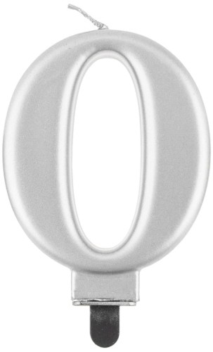 Przejdź do produktu Świeczka B&C cyferka 0, metalik srebrna, 8,0 cm