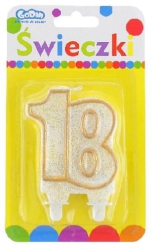 Przejdź do produktu Świeczka cyferka ""18"" złoty kontur