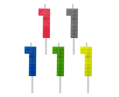 Przejdź do produktu Świeczka urodzinowa Klocki, cyfra 1, wys. 5.5 cm