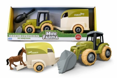 Przejdź do produktu MINI FARMA TRAKTOR Z PRZYCZEPĄ DO SKRĘCANIA