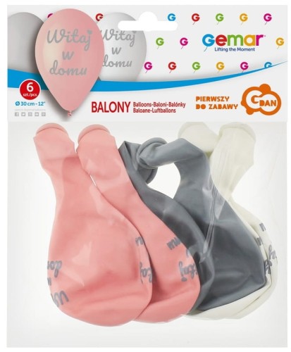 Przejdź do produktu Balony Premium Witaj w domu, różowe 6 sztuk 12""