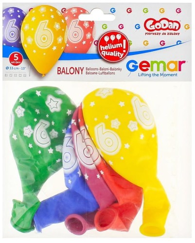 Przejdź do produktu Balony Premium Hel z nadr. 6, 13"" op. 5szt., GoDan