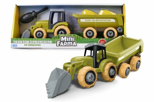 Przejdź do produktu MINI FARMA TRAKTOR Z PRZYCZEPĄ DO SKRĘCANIA