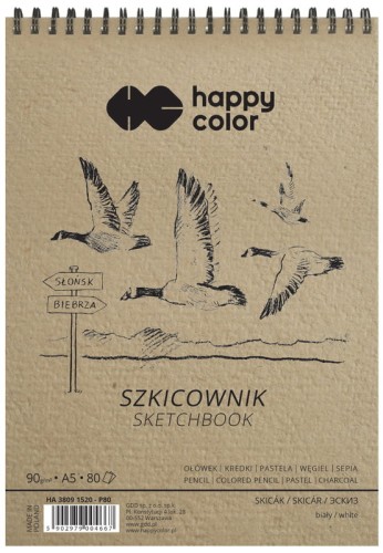 Przejdź do produktu Szkicownik na spirali A5 80ark. 90G biały Ptaki, Happy Color