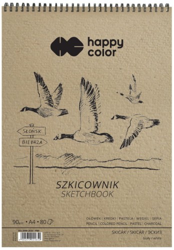 Przejdź do produktu Szkicownik na spirali A4 80ark. 90G biały Ptaki, Happy Color
