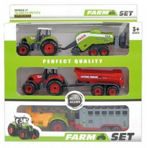 Przejdź do produktu Traktor metal z przyczepą 3 szt. w pudełku 1000303
