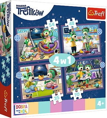 Przejdź do produktu Puzzle 4w1 35,48,54,70el Trefliki przed snem Dobra