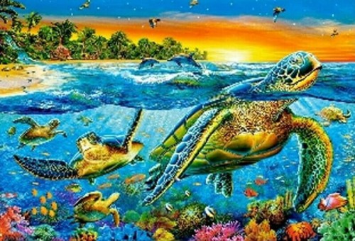 Przejdź do produktu Diamentowa mozaika Żółwie morskie 30x40cm 1008670
