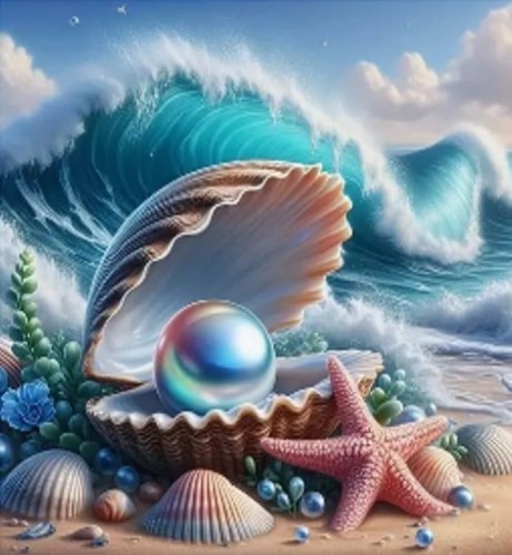 Przejdź do produktu Diamentowa mozaika Wybrzeże Małż i perła 30x40cm 2