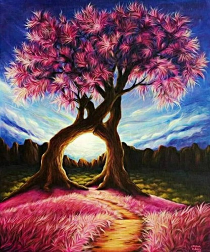 Przejdź do produktu Diamentowa mozaika Różowe drzewa 30x40cm 1009223