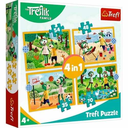 Przejdź do produktu Puzzle 4w1 Trefliki na wakacjach. Rodzina Treflikó