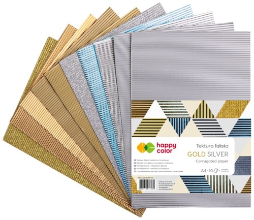 Przejdź do produktu Tektura falista A4/10K mix gold/silver HAPPY COLOR