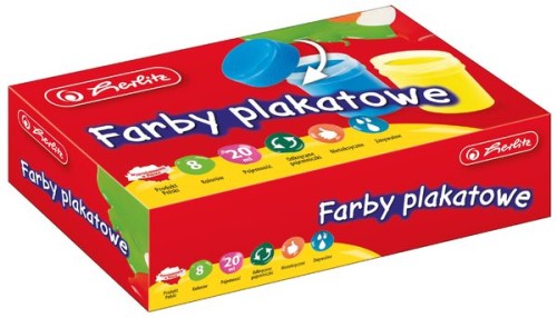 Przejdź do produktu Farby plakatowe szkolne 8-kol. 20ml 0009560418, Herlitz