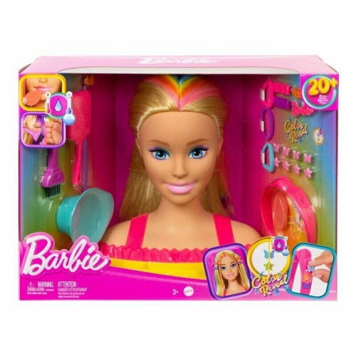 Przejdź do produktu Barbie Głowa do stylizacji Neonowa tęcza blond wło