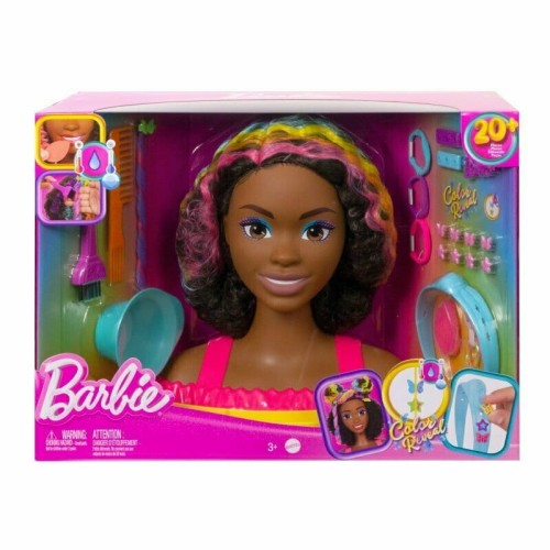 Przejdź do produktu Barbie Głowa do stylizacji Neonowa tęcza Kręcone w